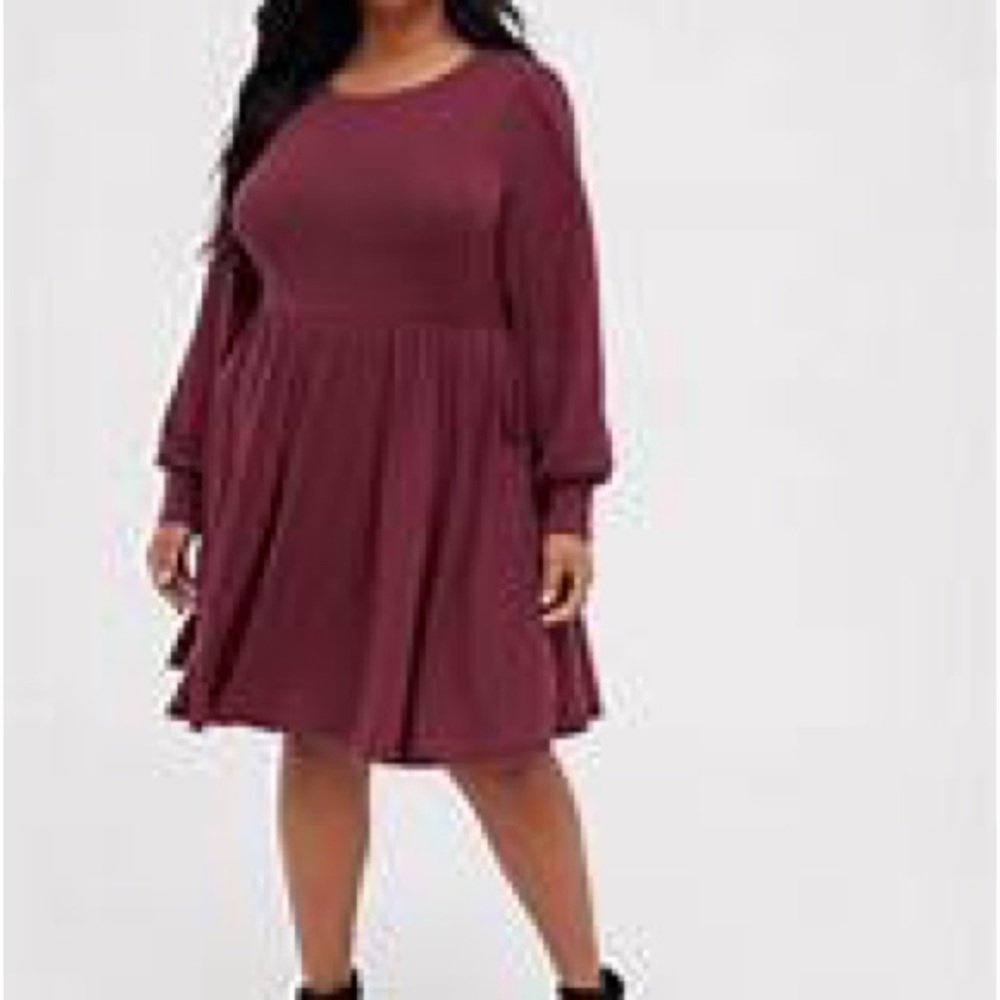 Torrid Burgundy Sweater Dress Flattering High Waist Women’s plus Size 3x 22-24